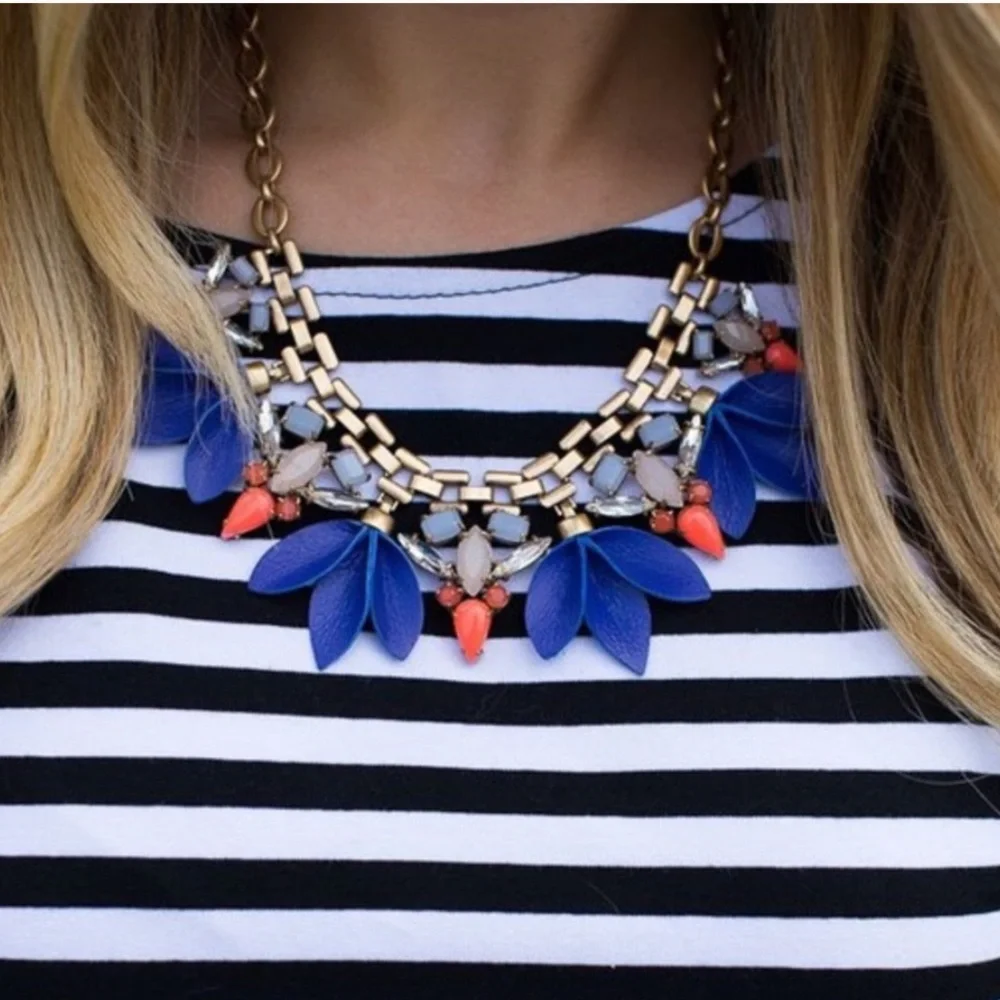Stella & Dot | Gorgeous GOLD Cobalt Blue & Bright Orange Leather Melia N… - Picture 3 of 8